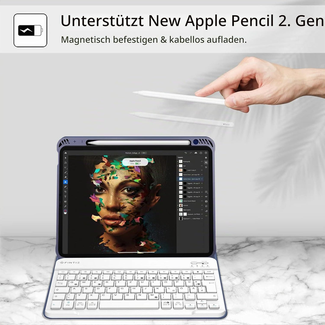 FINTIE Hülle mit Tastatur für iPad Air 11 Zoll M4/M3/M2 (2026/2025/2024), iPad Air 5./4. Gen 10,9 Zo