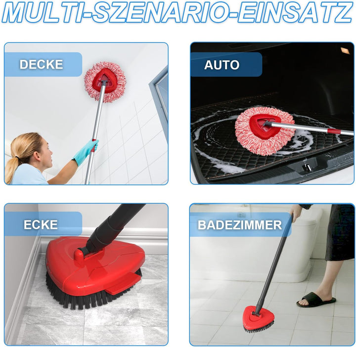 4 Stück Wischmopp Ersatzbezug für Vileda Turbo Mop,3 in 1 Wischmop Wischer Ersatzköpfe mit 76-148 cm