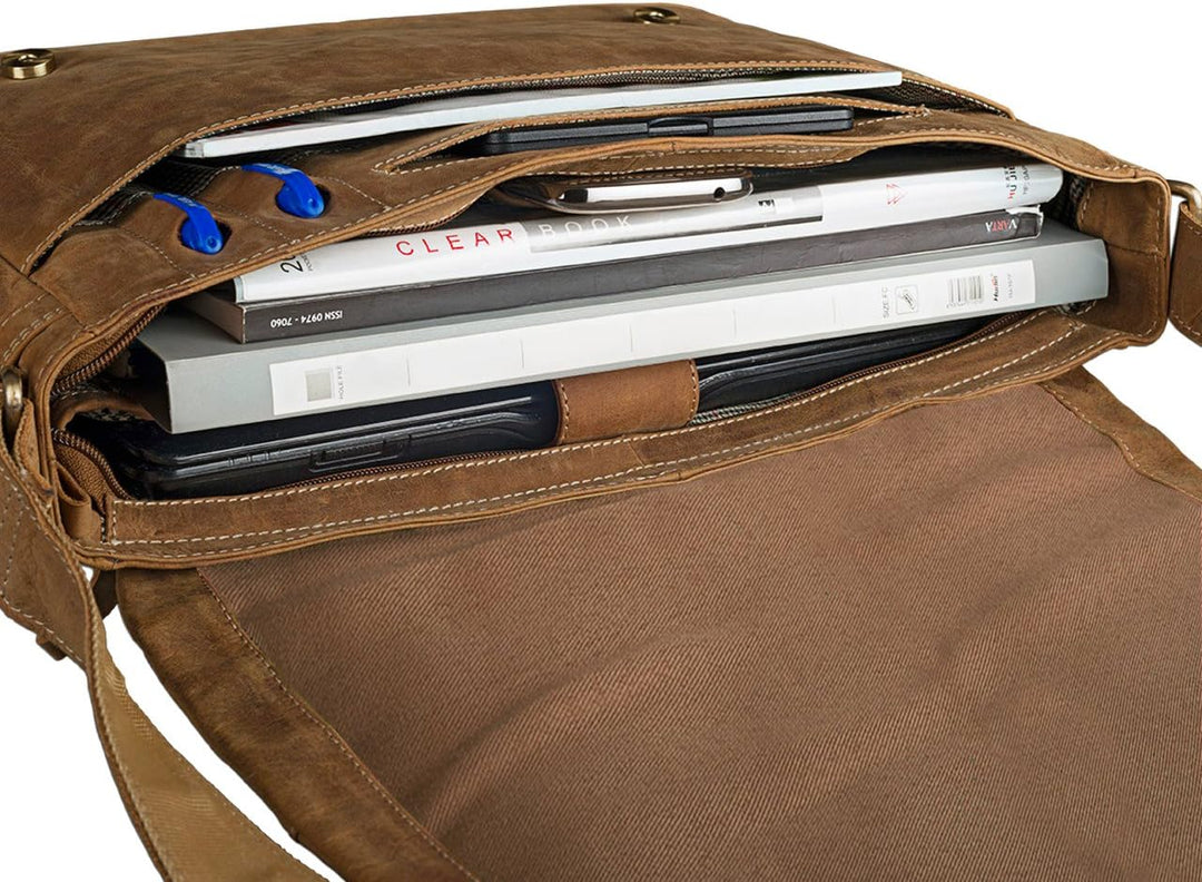 STILORD 'Patrick' Vintage Schultertasche aus echtem Rinds-Leder, mit Laptopfach, Umhängetasche aufst