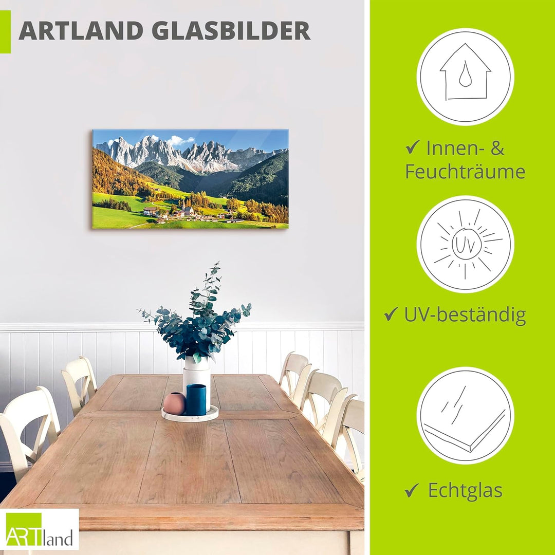 Glasbilder Wandbild Glas Bild einteilig 100x50 cm Querformat Alpen Landschaft Berge Natur Italien Sa