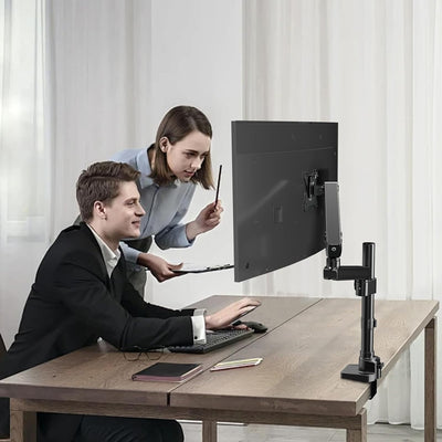 PUTORSEN Monitor Halterung für 17"-32" Bildschirme, Premium Aluminium Schwenkbare Neigbare Einzelarm
