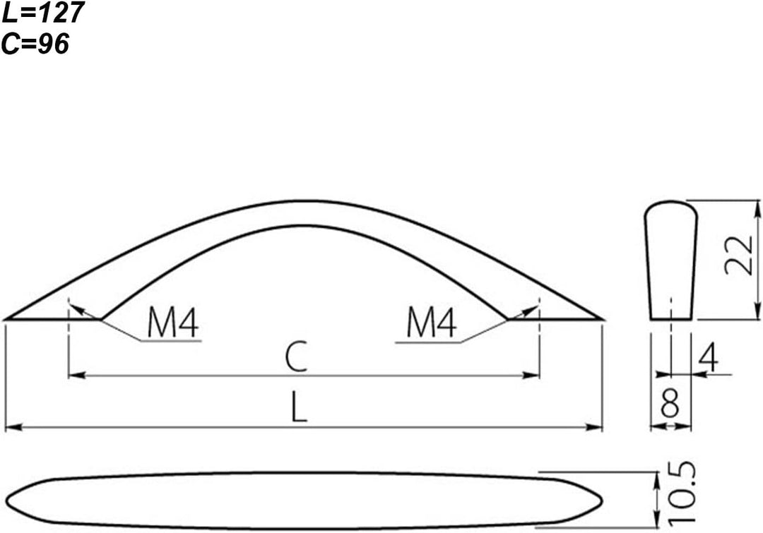 Mprofi MT® 10 Stück | Schrankgriffe | Lochabstand 96mm | Griffe für Küchenschränke | Schubladengriff
