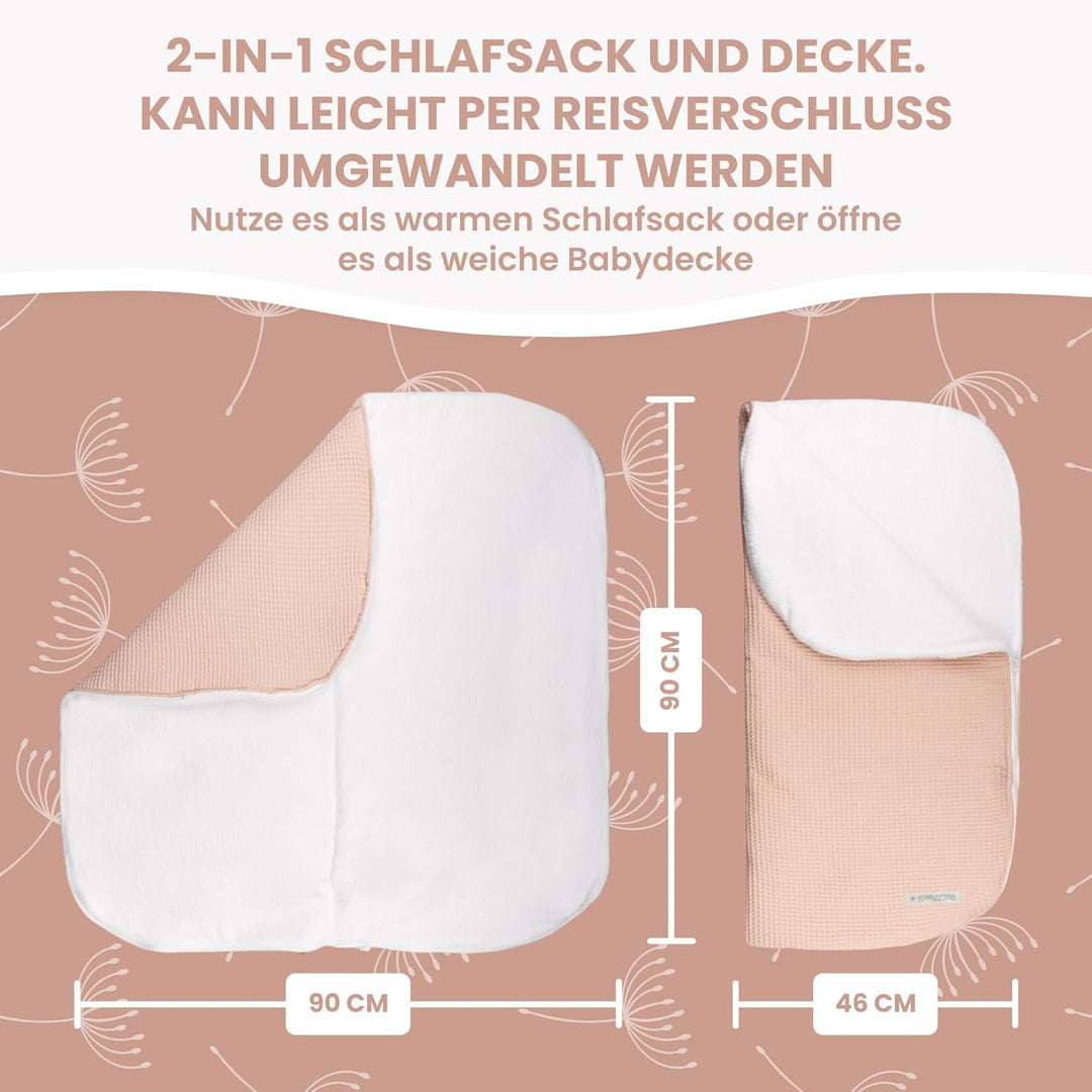 MIMUSELINA Einschlagdecke Babyschale Winter Universal | 2-in-1 Fusssack (92x46 cm) & Decke (92x92 cm