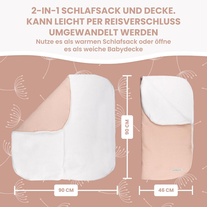 MIMUSELINA Einschlagdecke Babyschale Winter Universal | 2-in-1 Fusssack (92x46 cm) & Decke (92x92 cm