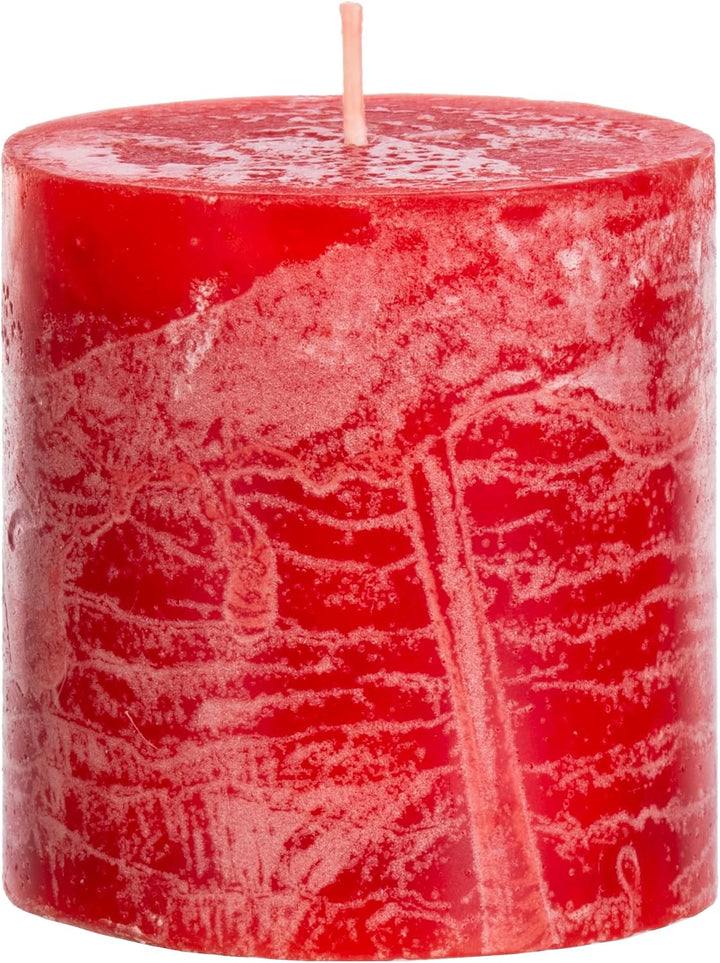 Brandsseller 4er Set Stumpenkerzen 7x7,5 cm – durchgefärbt &amp; aus Paraffin – rustikale Kerzen mit lan