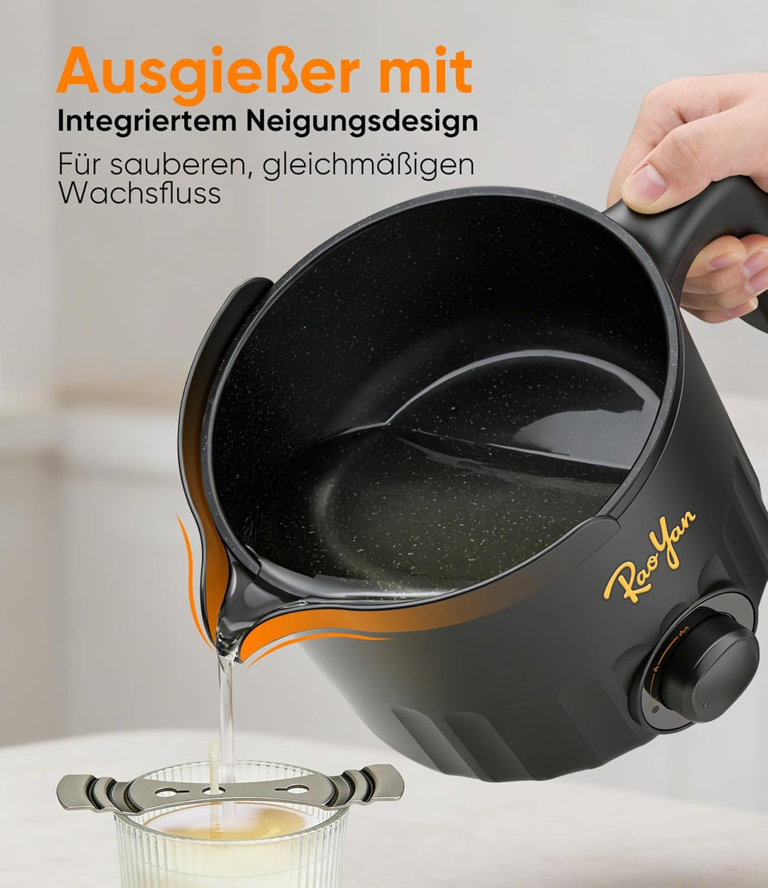 RAOYAN Wachsschmelzer mit Ausgiesser 1,5L – Kerzen selber machen Set für Anfänger & Erwachsene, Wach