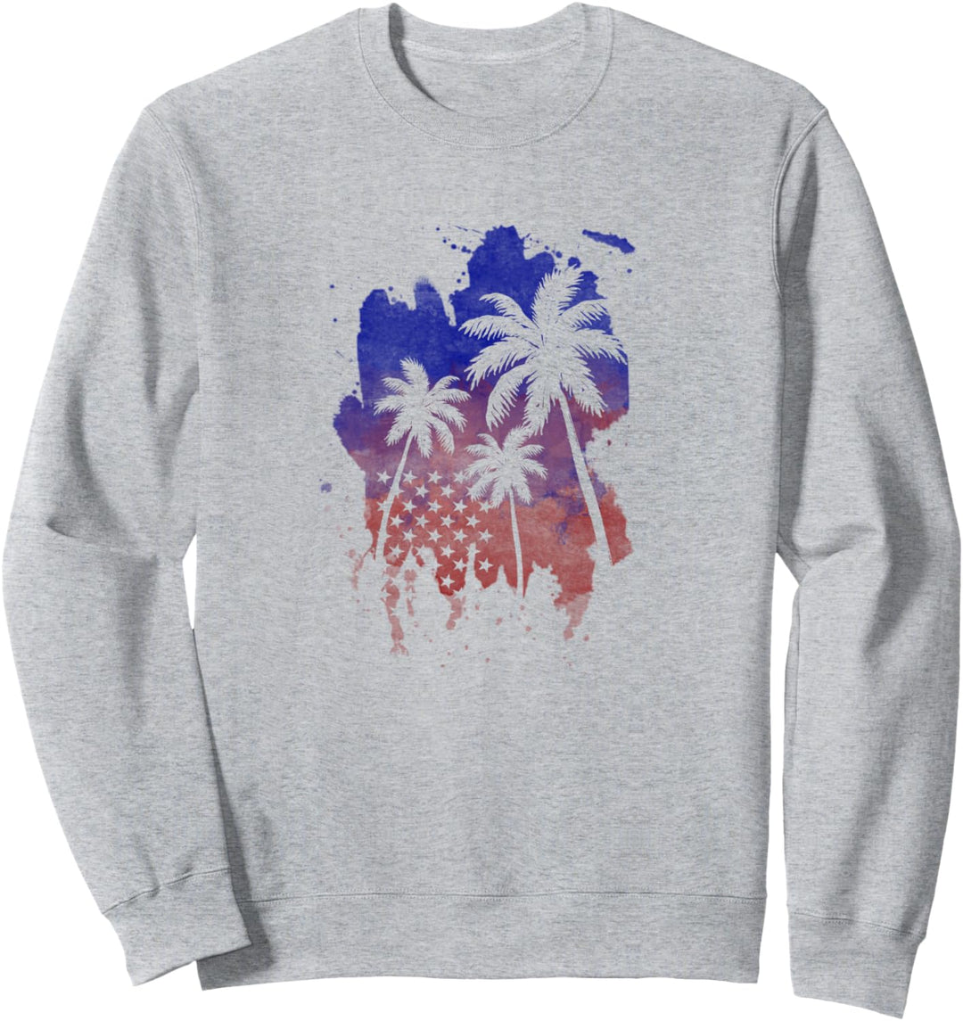 Americana Palm Tree American Flag Silhouette Sweatshirt
