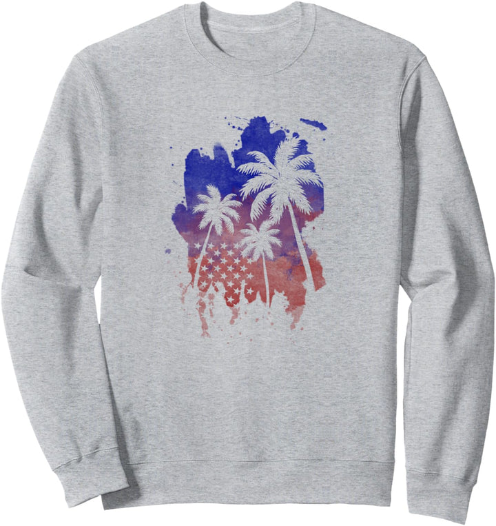 Americana Palm Tree American Flag Silhouette Sweatshirt