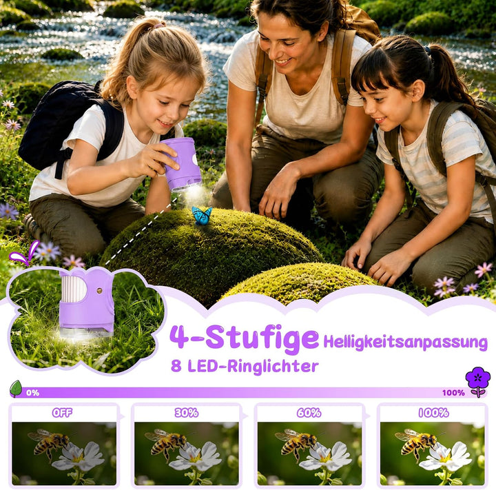 Digitales Mikroskop für Kinder 1000X, Abenteurer Mikroskop für Kinder mit 2 Zoll HD-Bildschirm, 8 LE