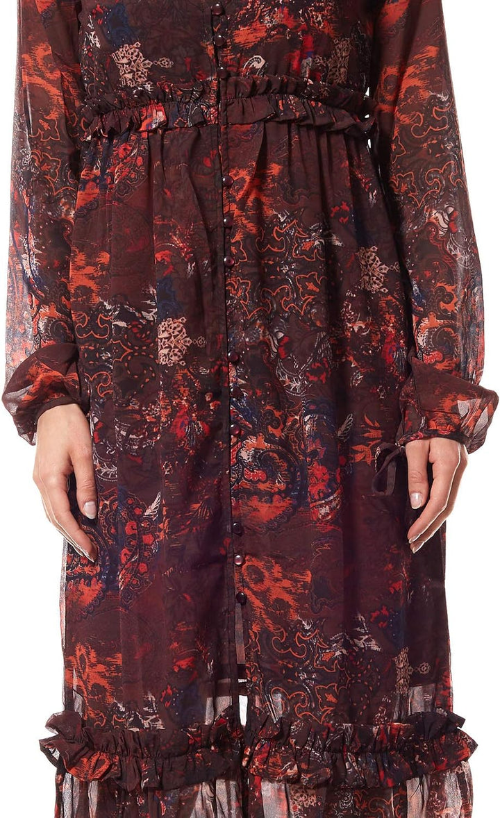 Laura Scott Chiffon Maxikleid Boho-Look Kleid Sommerkleid Damen Bunt, Grössenauswahl:36