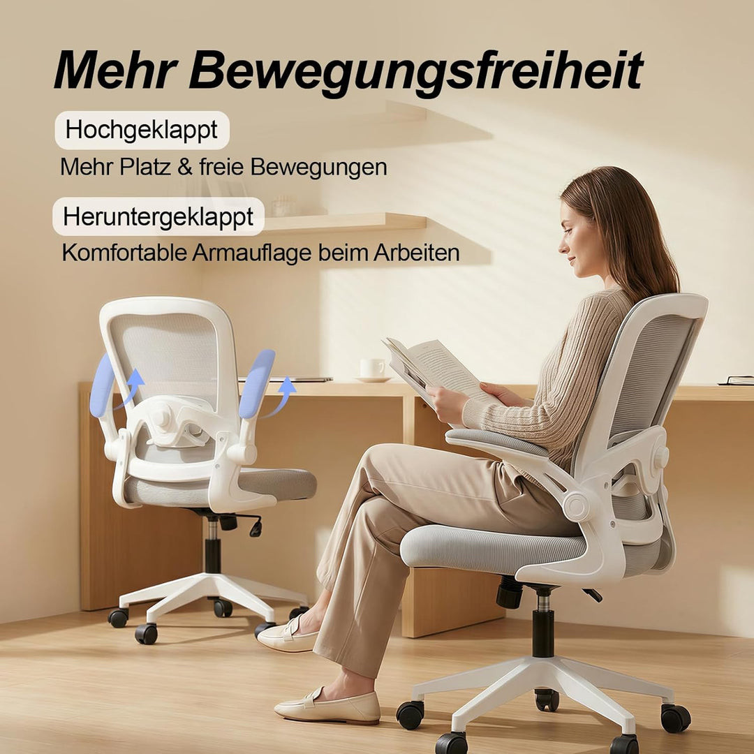 Bürostuhl Ergonomisch mit 4D Verstellbarer Lordosenstütze und Atmungsaktivem Mesh, Ergonomischer Sch