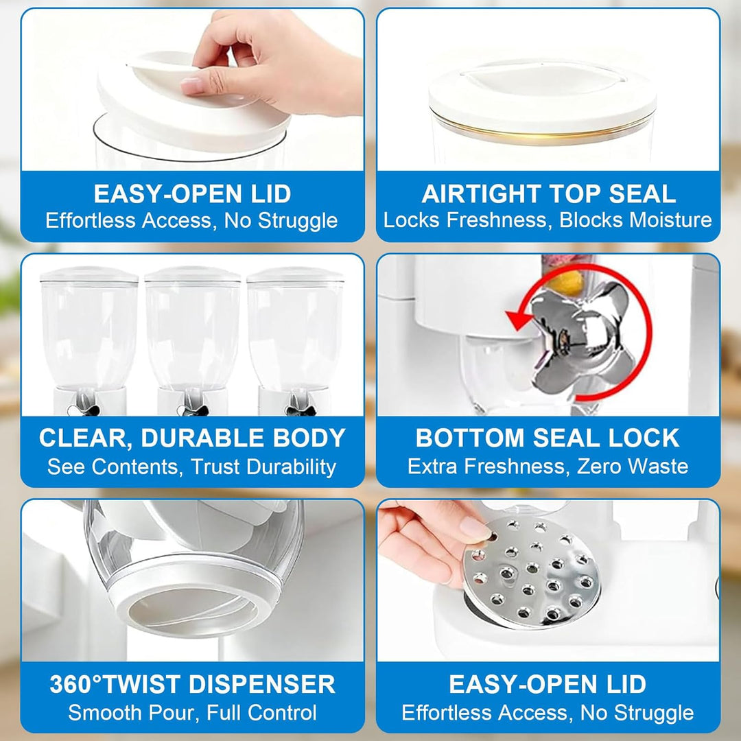 Cereal Dispenser Countertop 2L, Luftdichter Müslispender für die Organisation des Küchenvorratsraums