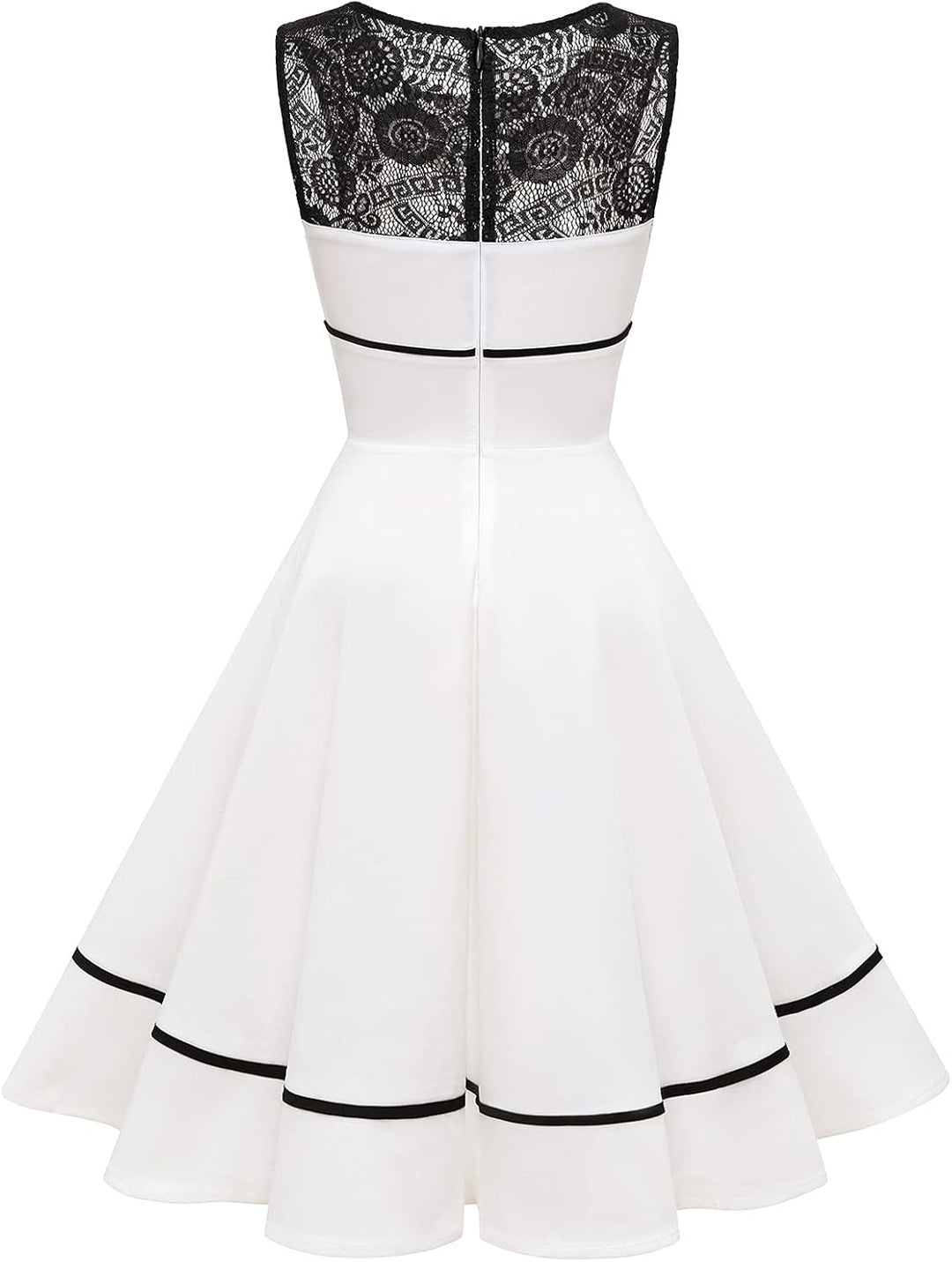 Bbonlinedress Damen Cocktailkleid Rockabilly Spitzenkleid 50er Retro Vintage Faltenrock Elegant Ärme