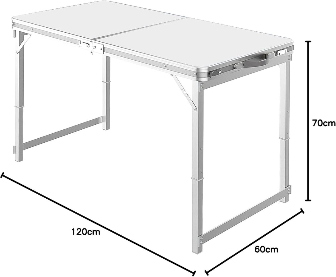 Grafner XL Aluminium Camping Tisch klappbar, stabil und tragbar, 120 x 60 x 70 cm, höhenverstellbar,