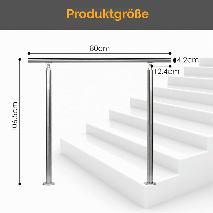 Treppengeländer Edelstahl Pflegeleicht 80cm mit 0 Querstreben Innen und Aussen Handlauf Geländer Brü
