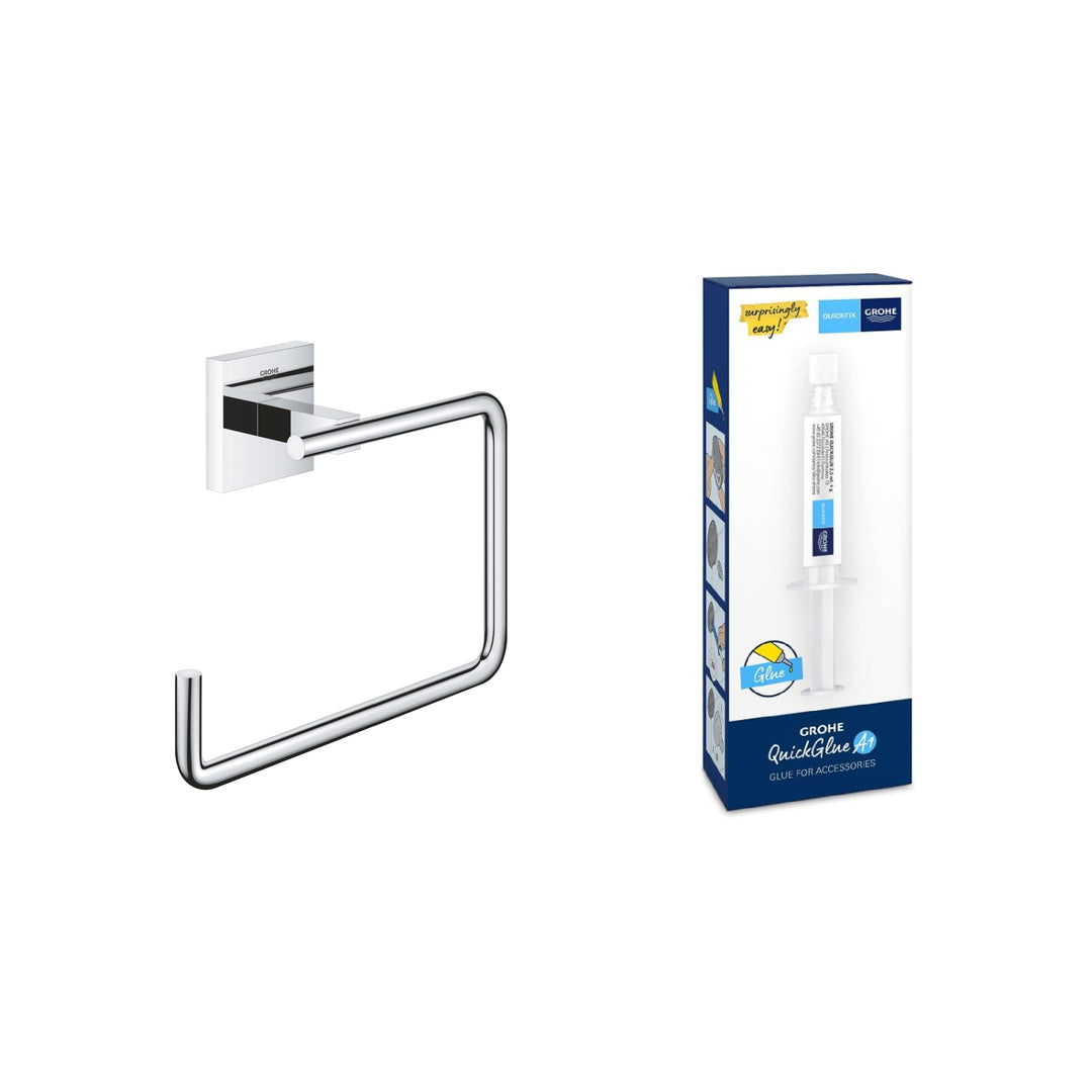 GROHE Start Cube - WC- Papierhalter (verdeckte Befestigung, Material: Metall), chrom, 40975000 + Kle