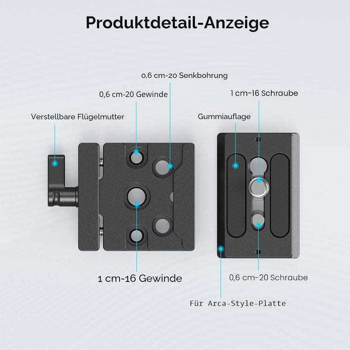 SMALLRIG Schnelle Veröffentlichung Klemme und Platte, Baseplate für Arca Standard - 2280
