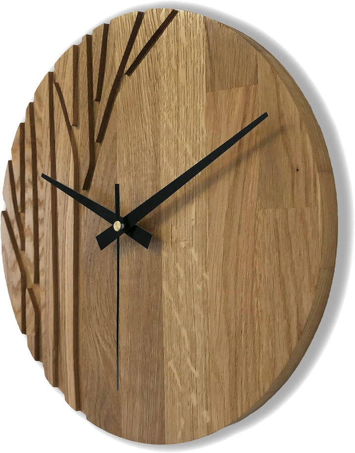 SENTOP Wanduhr aus Holz, Wanduhr aus Eiche, Moderne Wanduhr, Heimdekoration, Wanduhr aus echtem Eich