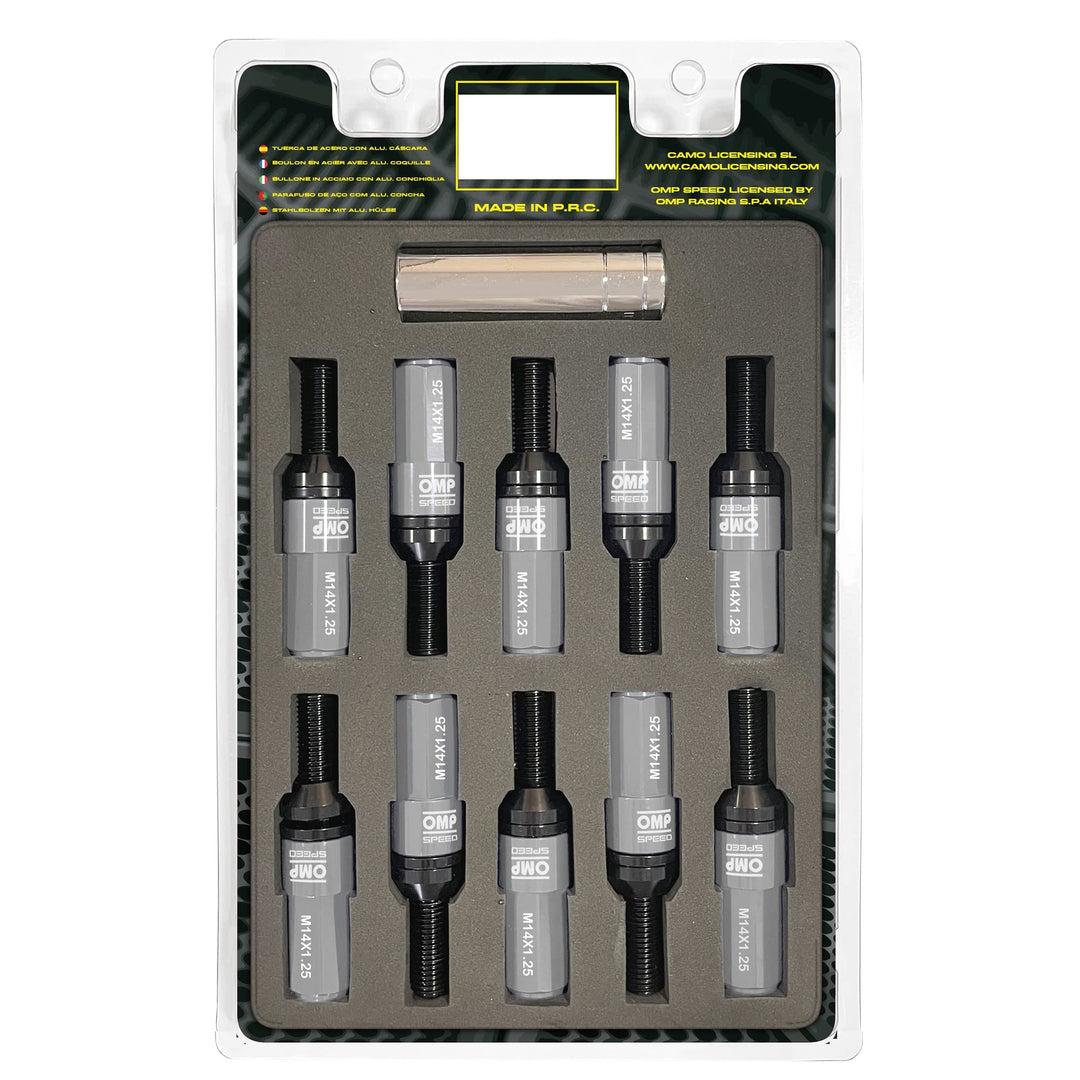 OMP SPEED - Set Performance-Schrauben mit Aluminiumschutz, M14X1.25, HEX: 17-19, L: 28 mm, Farbe: gr