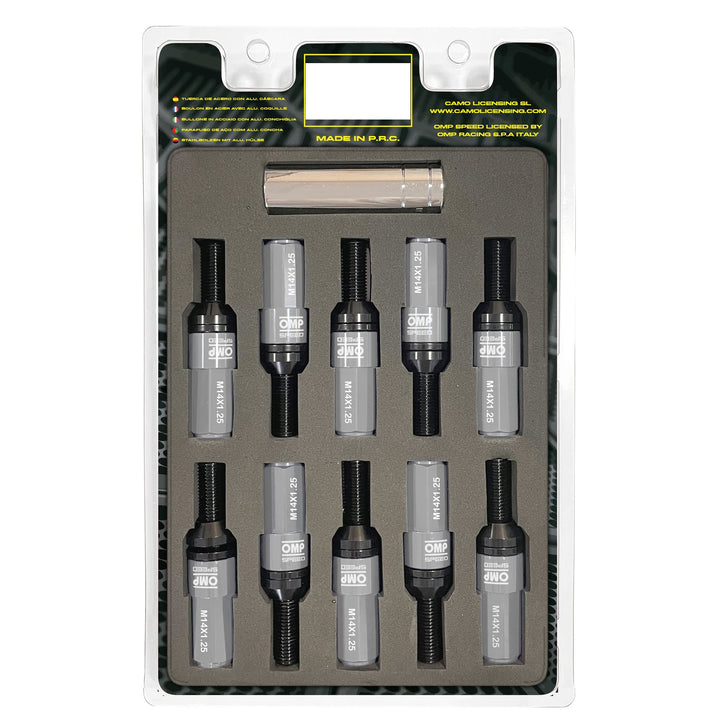 OMP SPEED - Set Performance-Schrauben mit Aluminiumschutz, M14X1.25, HEX: 17-19, L: 28 mm, Farbe: gr