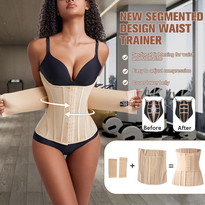 Korsett Damen Bauchweg Doppelte Verschlüsse, Waist Trainer Doppellagiges Verschlusssystem Bauchweggü
