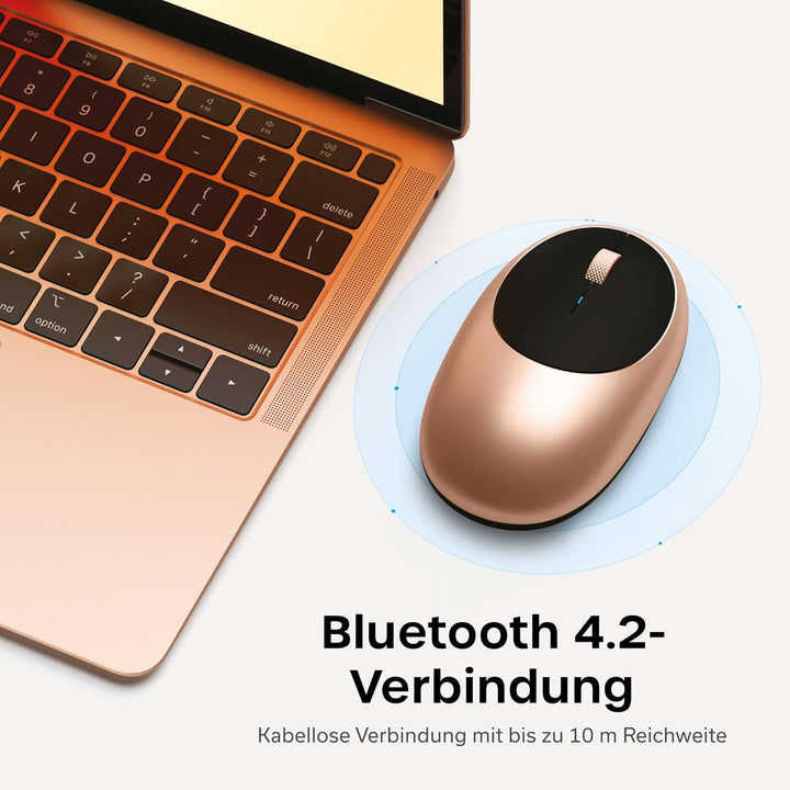 SATECHI M1 Kabellose Maus aus Aluminium, USB-C wiederaufladbar, 1200 DPI, Elegante, ergonomische Blu