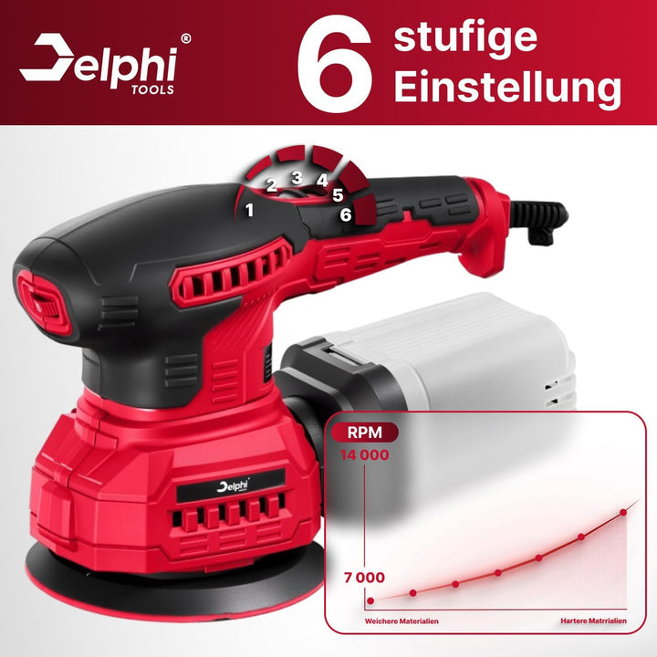 Delphi Multischleifer 3in1 - Dreieckschleifer Rundschleifer Exzenterschleifer mit Absaugung und 30 S
