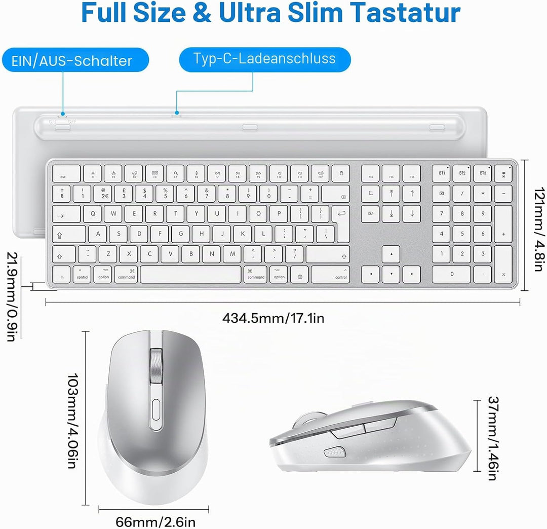 OMOTON Kabellose Bluetooth-Tastatur und Maus für Mac (MacBook Air/MacBook Pro/iMac/iMac Pro), wieder