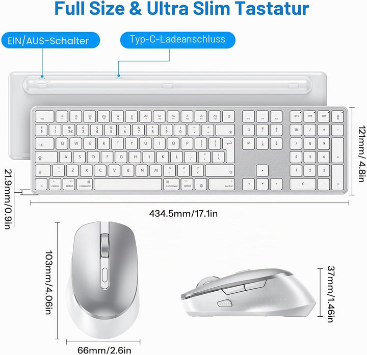 OMOTON Kabellose Bluetooth-Tastatur und Maus für Mac (MacBook Air/MacBook Pro/iMac/iMac Pro), wieder