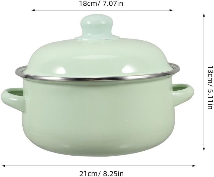 PRETYZOOM 1.7L Emaille Suppentopf Mit Deckel Kochtopf Für Küche Grüner Emaille-topf Mit Doppelgriff-