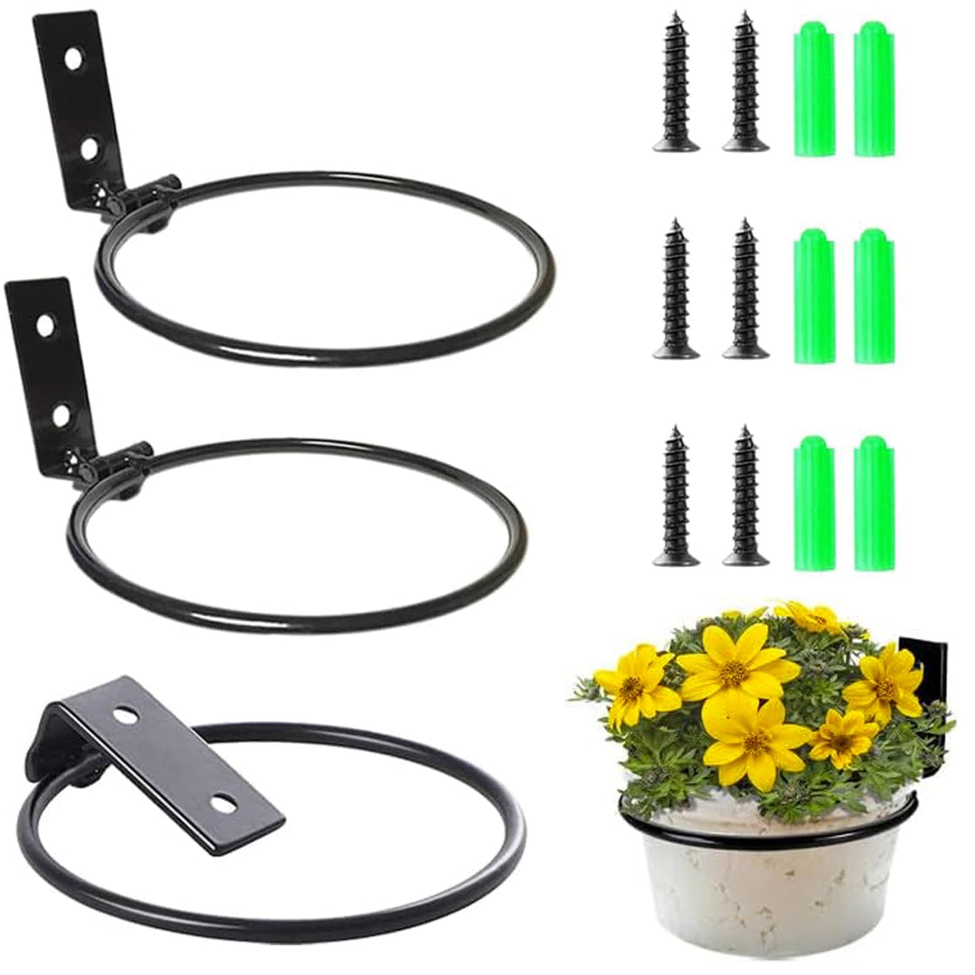 JAWAI 3 Stück Blumentopfhalter Ring Wand, Faltbarer Blumentopfhalter Wand, Wandhalterung Blumentopfh