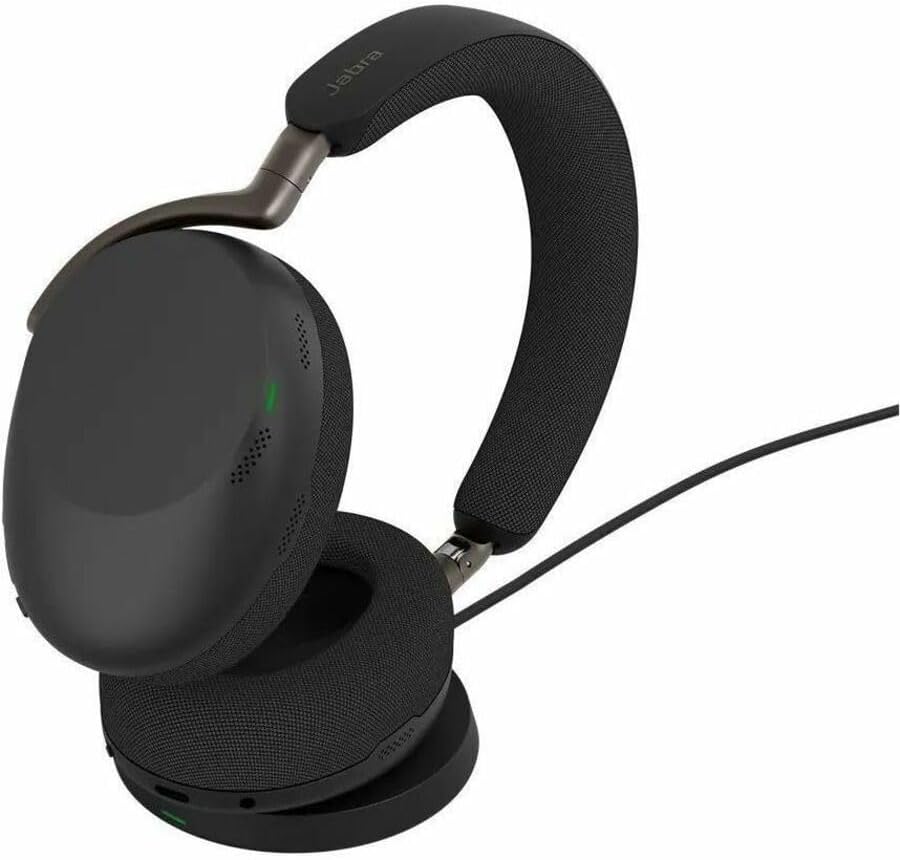 Jabra Evolve3 85 Over-Ear Bluetooth Headset kabellos mit Mikrofon &amp; Ladestation für Büro, USB-C, KI-
