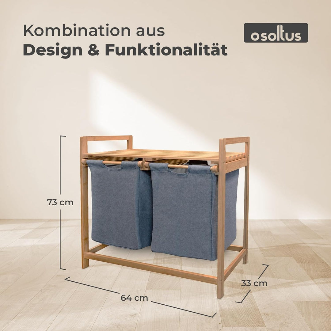 osoltus Bali Bambus Holz Wäschesortierer