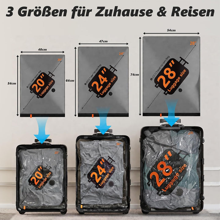 SUOCO Vakuumbeutel für Kleidung mit kabelloser Vakuumpumpe, 20 Stück Koffer Organizer, wiederverwend