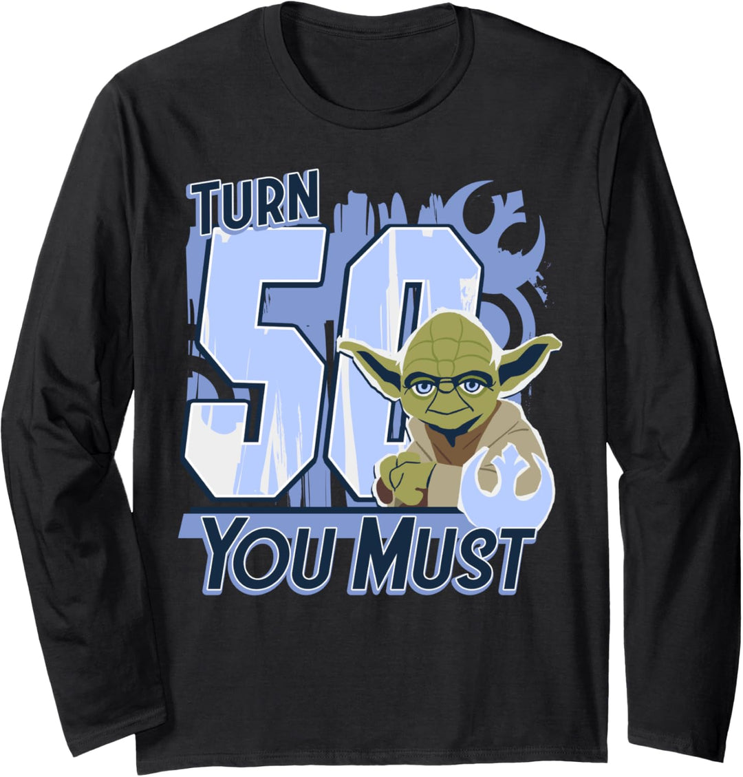 Star Wars Yoda Turn 50 You Must Rebel Logo Portrait Langarmshirt