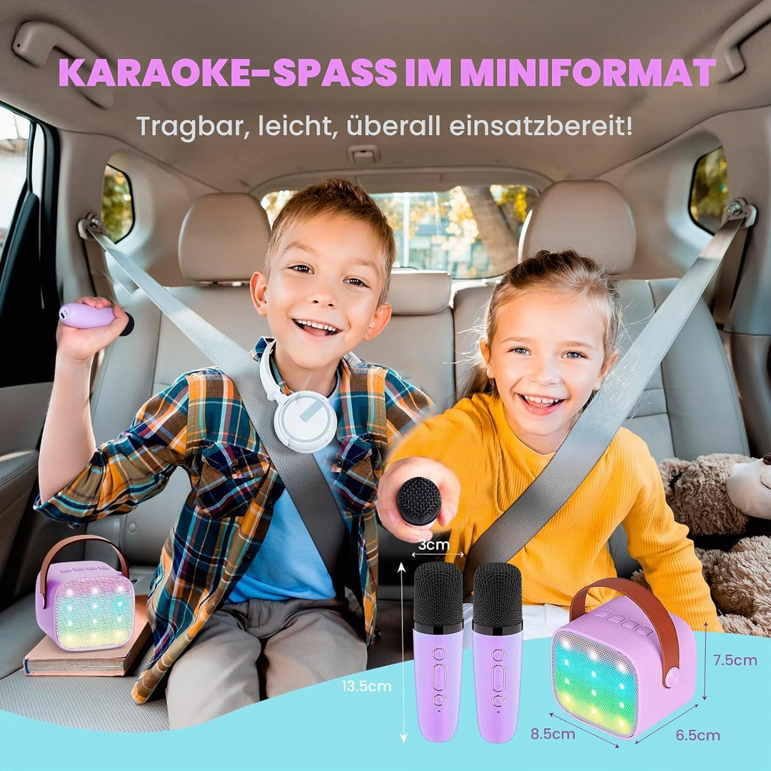 Wowstar Karaoke Maschine mit 2 Drahtlosen Mikrofonen, Tragbares Bluetooth Karaoke Maschine für Kinde