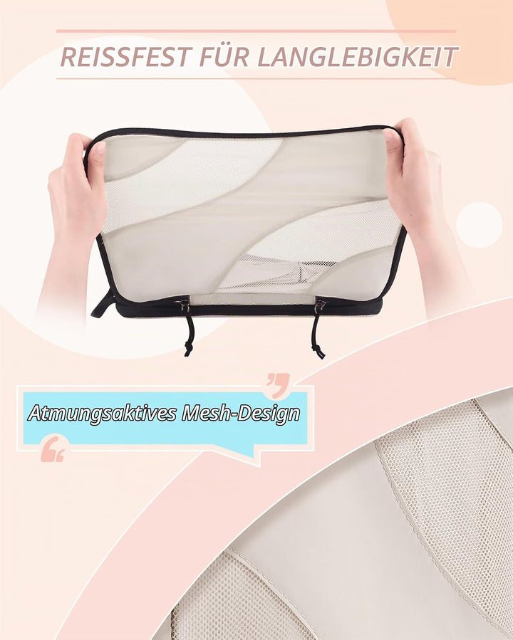 BAGSMART Packing Cubes Compression 6 Stück, Packwürfel Kompression Koffer Organizer Set, Travel Esse