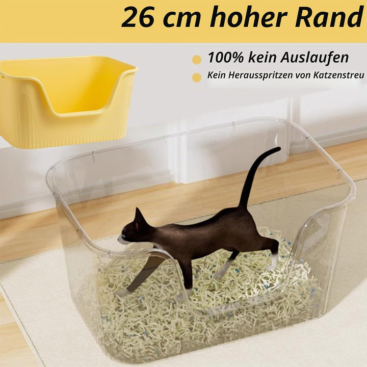 Vealind Offen Katzenklo XL, Katzentoilette Hoher Rand, 55x40x26cm Gross Katzenklo, katzentoiletten E