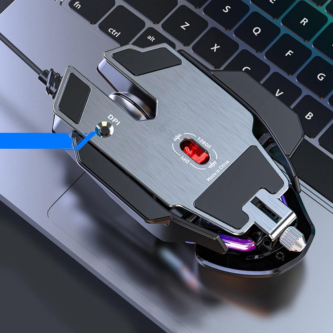 Gaming-Maus, 12800 DPI Einziehbare Anpassung Wassergekühlter RGB-Lichteffekt Kabelgebundene Maus Gal