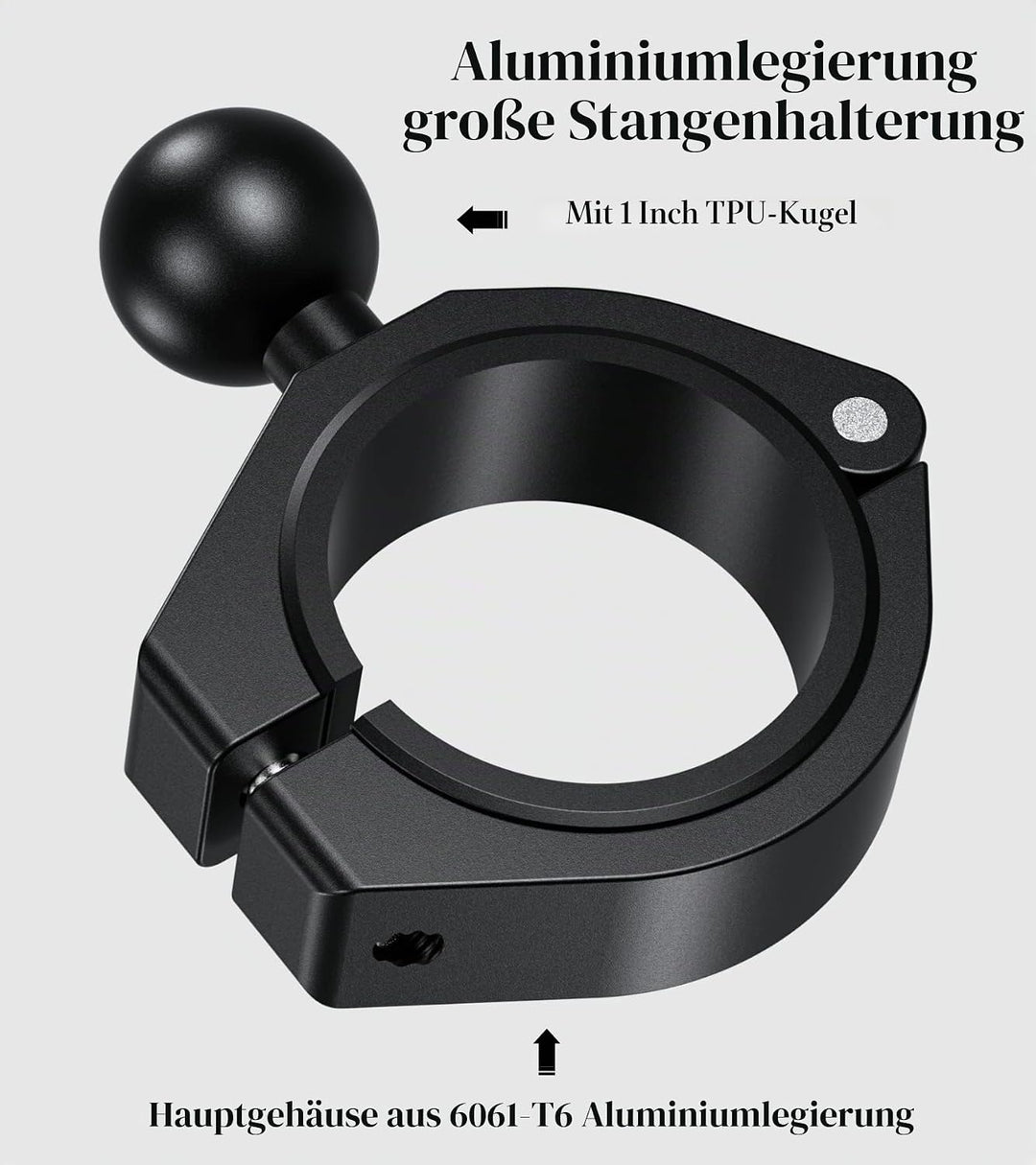 BRCOVAN Aluminiumlegierung grosse Stangenklemmhalterung mit 1 Zoll TPU Kugel für ATV UTV Überrollkäf