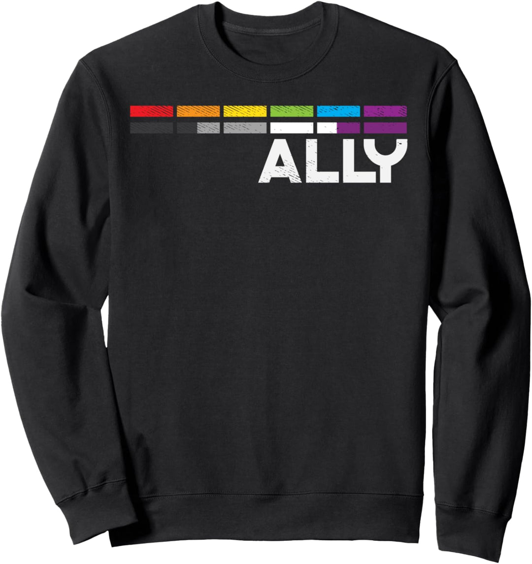 Proud Ally Bars Equality LGBTQ Asexual Flag Ace Pride Ally Sweatshirt