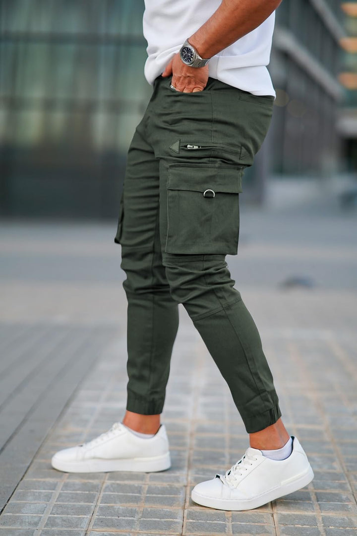 GINGTTO Herren Cargo Hose Stretch Jogginghose für Männer Casual Slim Fit Cargohose Herren, 28W / 30L