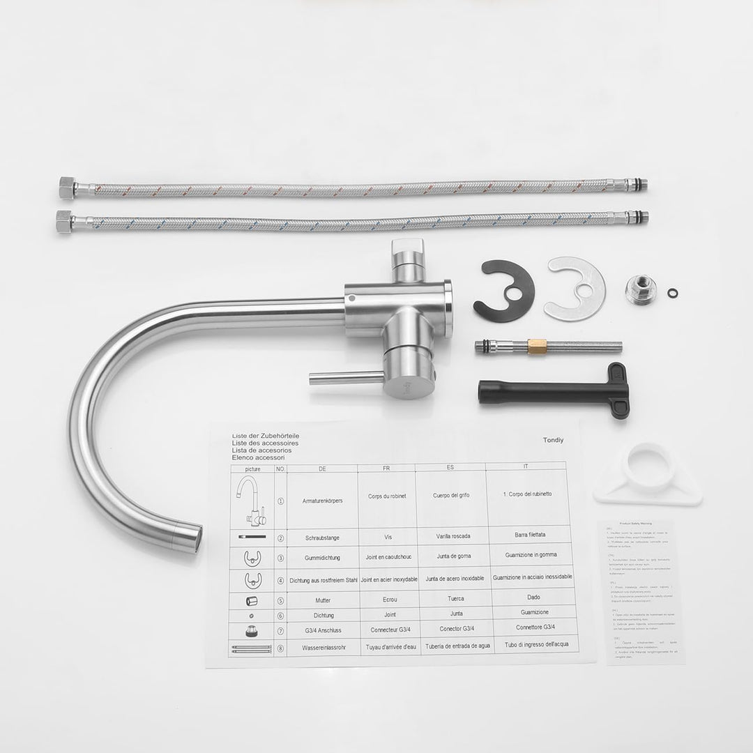 Tondiy Wasserhahn Küche für Geschirrspüler, Küchenarmatur mit 3/4 Zoll Anschlusss, Hochdruck Spültis