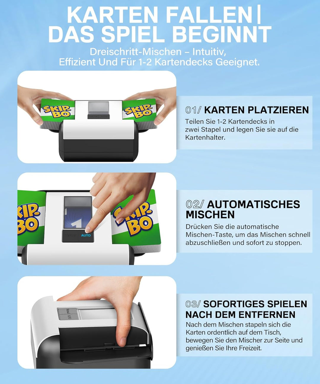 Kartenmischmaschine Elektrische - Automatischer Mischmaschine Karten, 2000mAh Wiederaufladbar| Geräu