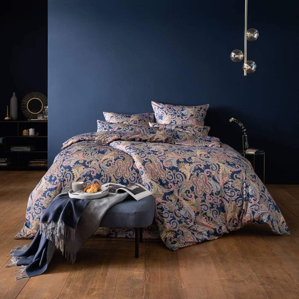 ESTELLA Mako-Satin Bettwäsche Ornelio Marine 135x200 cm + 80x80 cm + 40x80 cm, 135x200 cm + 80x80 cm