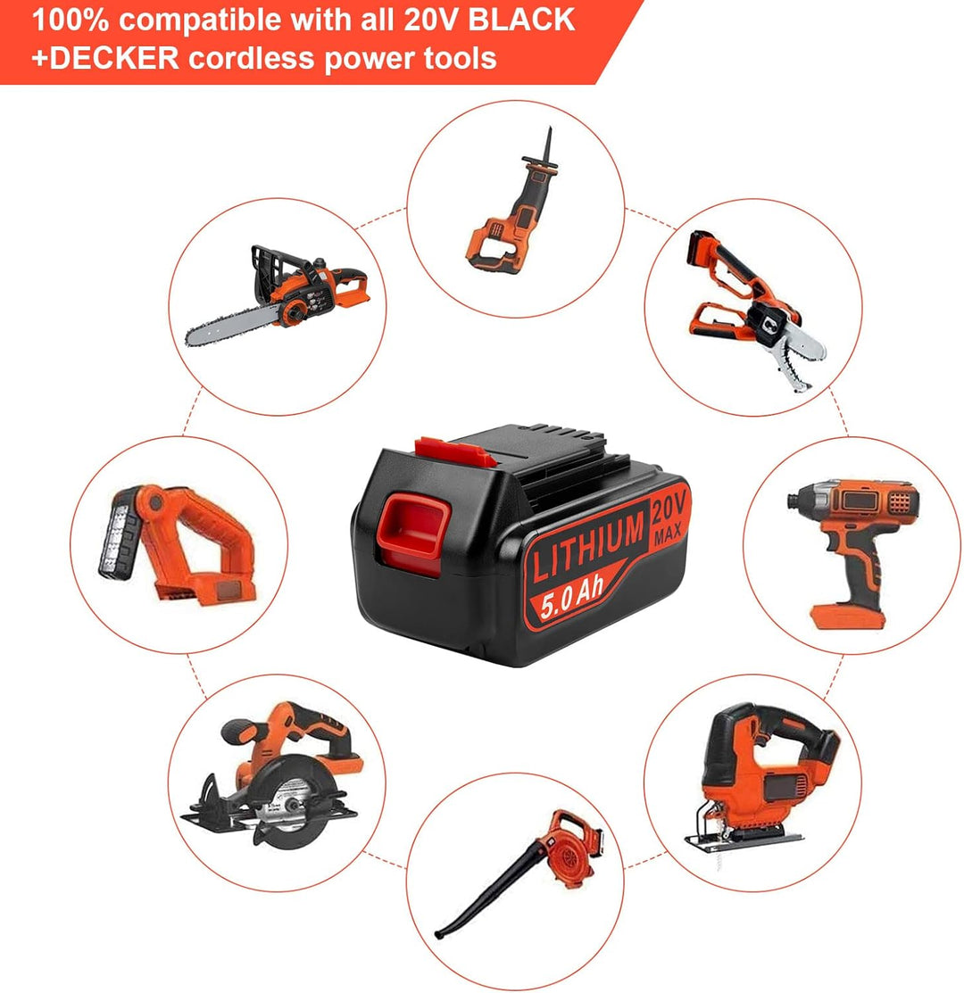 20V 5.0Ah Akku für Black+Decker 18V/20V ASUNCELL Li-ion Ersatzakku für alle 18V/20V Black & Decker H