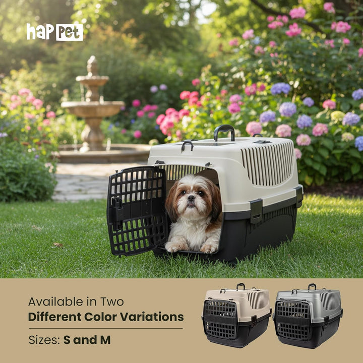 HAPPET Tiertransportbox Polly S Beige & Braun 48x32,5x31 cm – Robuste, gut belüftete Transportbox au