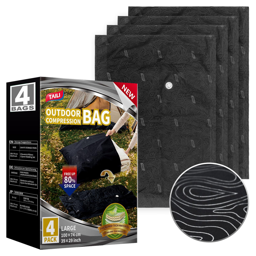 TAILI Vakuumbeutel für Outdoor Reisen 4 Stück Extra Grosse 100 X 74 CM Vakuumierbeutel für für Reise