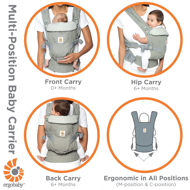 Ergobaby Babytrage für Neugeborene ab Geburt, Baby Tragesystem Adapt Cool Air Mesh, Babytragetasche