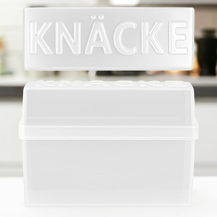 Knäckebrotdose Knäckebrot Box mit Deckel - Brotbox - luftdicht - Aufbewahrungsbox - Transparent/weis
